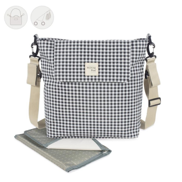 Bolso Canastilla I Love Vichy Negro de Walking Mum