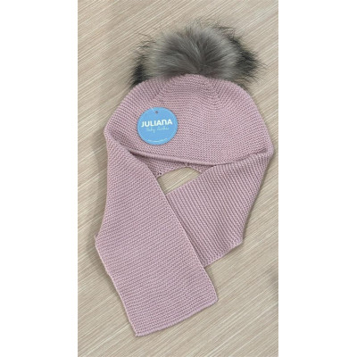 Bufanda con Gorro Unido Pompon Pelo Maquillaje J8220