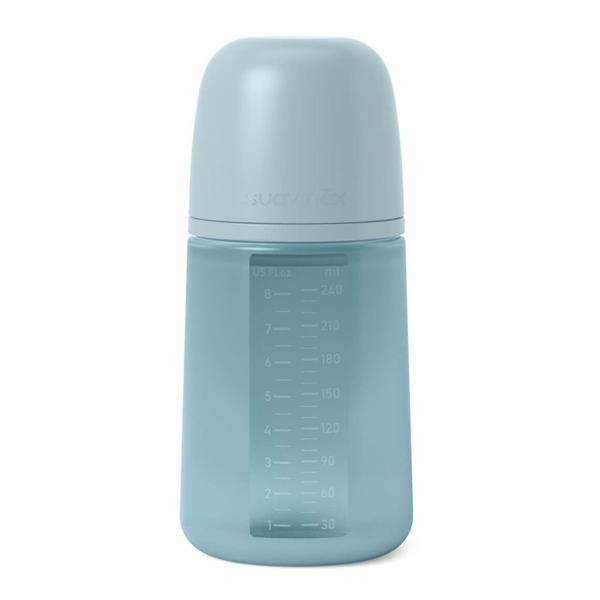 Biberon Con Botella de Silicona Tetina SX Pro +3 Anti-Colic Azul