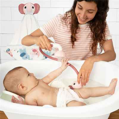 Set Baño Ducha Elefante Y Capa Rosa Yookidoo