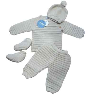 Conjunto 4 Piezas Pantalon Bota Crema 25550