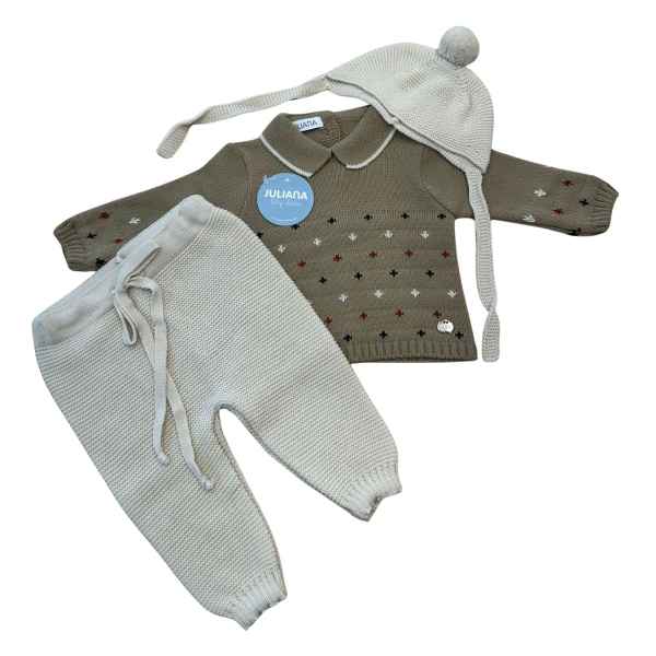 Conjunto Tres Piezas Estrellas Tostado Crema 25562