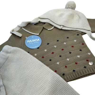 Conjunto Tres Piezas Estrellas Tostado Crema 25562
