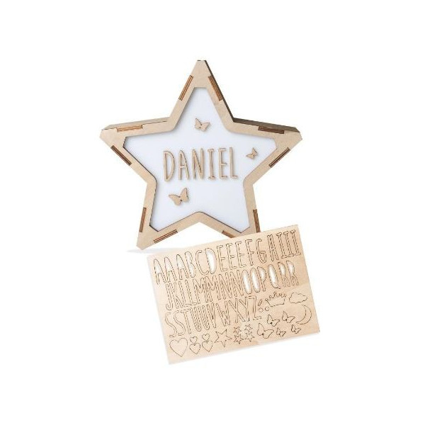 Estrella Luminosa Personalizable en Madera