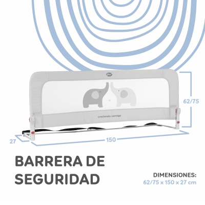 Barrera de cama gris MS