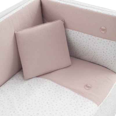Colcha y Protector de Cuna de 120x60 Plumeti Rosa