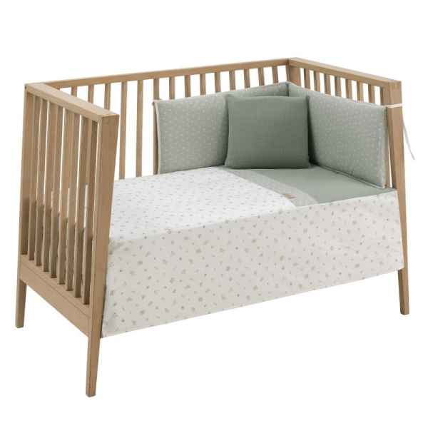 Colcha y Protector de Cuna de 120x60 Calma Verde