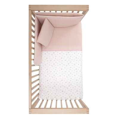 Colcha y Protector de Cuna de 120x60 Calma Rosa