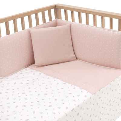 Colcha y Protector de Cuna de 120x60 Calma Rosa