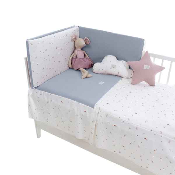 Colcha y Protector de Cuna de 120x60 Bastián Azul