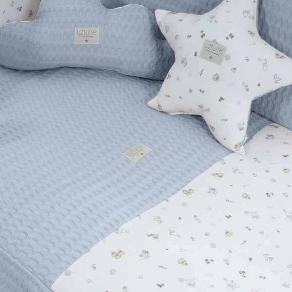 Colcha y Protector de Cuna de 120x60 Benjamin Azul