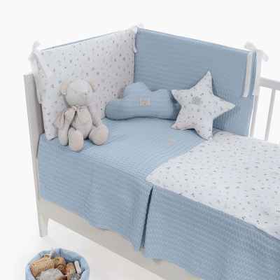 Colcha y Protector de Cuna de 120x60 Benjamin Azul