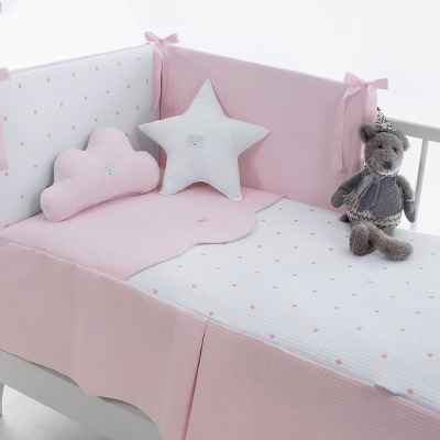 Colcha y Protector de Cuna de 120x60 Bopi Rosa