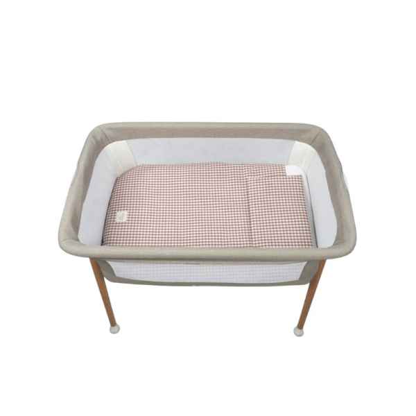 Edredón + Bajera + Almohada Cuna 90x50 Praliné Vichy/Rayas Moka TOG 2,5
