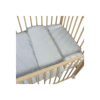 Edredón + Bajera + Almohada Cuna 120x60 Praliné Vichy/Rayas Matcha TOG 2,5