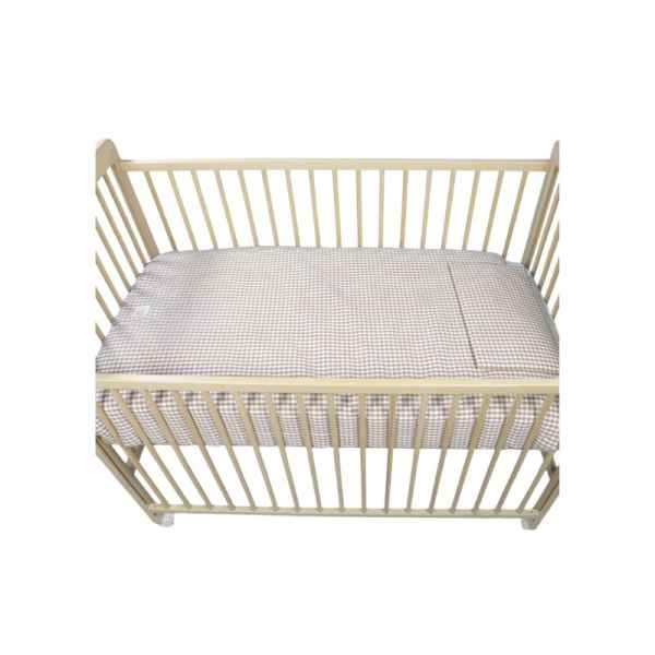 Edredón + Bajera + Almohada Cuna 120x60 Praliné Vichy/Rayas Moka TOG 2,5