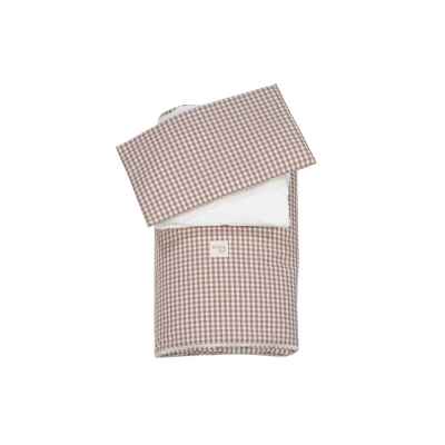 Edredón + Bajera + Almohada Cuna 120x60 Praliné Vichy/Rayas Moka TOG 2,5