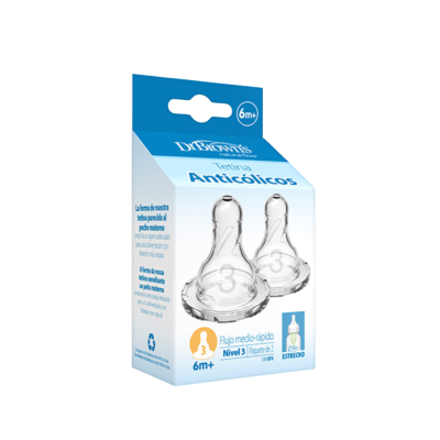 Tetina de Silicona Boca Estrecha Flujo Medio-Rápido Nivel 3 6m+