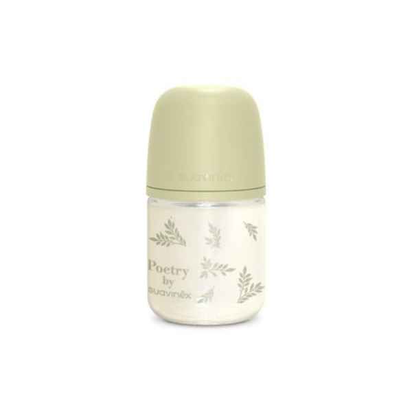 Biberón De Vidrio 120 ml Con Tetina Fisiológica 0+ Poetry Verde
