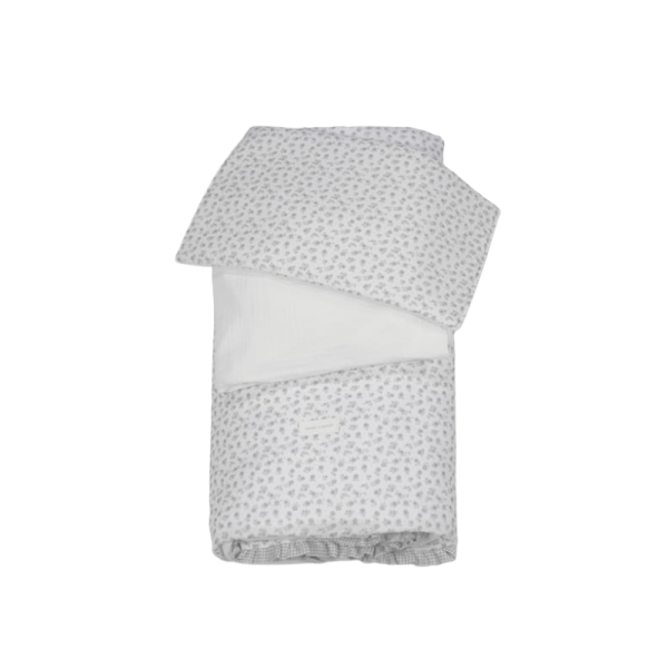 Edredón + Sábana Bajera + Almohada Cuna 120x60 Little Bloom Flor Gris TOG 2,5