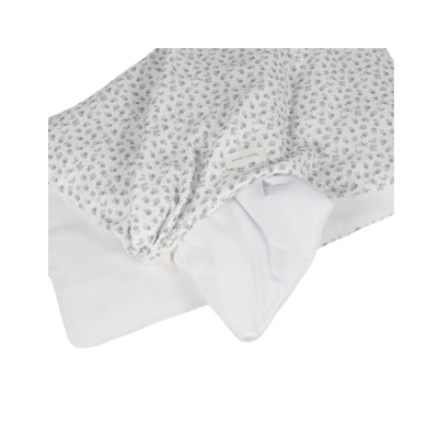 Edredón + Sábana Bajera + Almohada Cuna 90x50 Little Bloom Flor Gris TOG 2,5