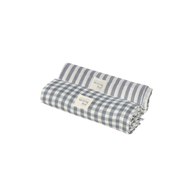 Set 2 Muselinas 70x70cm Praliné Vichy/Rayas Matcha