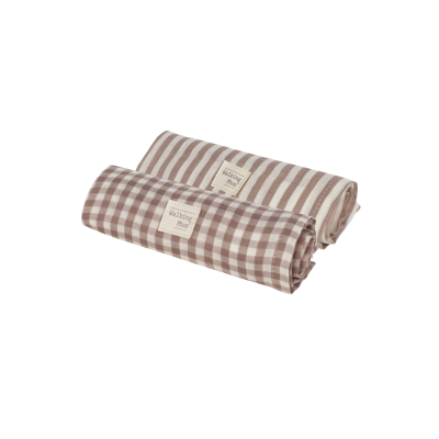 Set 2 Muselinas 70x70cm Praliné Vichy/Rayas Moka