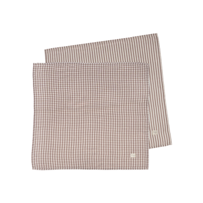 Set 2 Muselinas 70x70cm Praliné Vichy/Rayas Moka