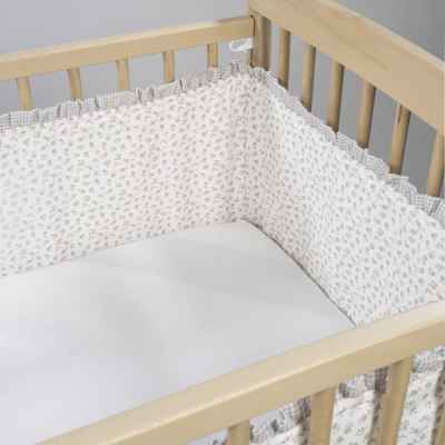 Protector Cuna 120x60 Cm Little Bloom Flor Gris