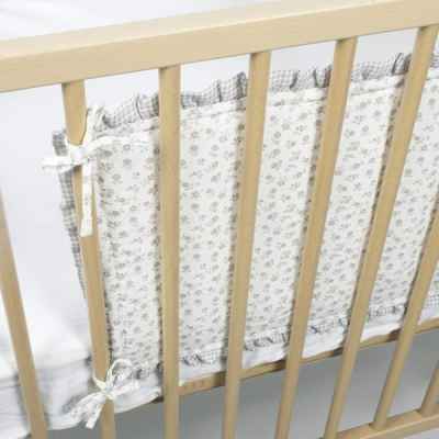 Protector Cuna 120x60 Cm Little Bloom Flor Gris