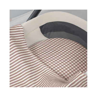 Funda Colchón Cuco Vichy + Muselina Praliné Rayas Moka