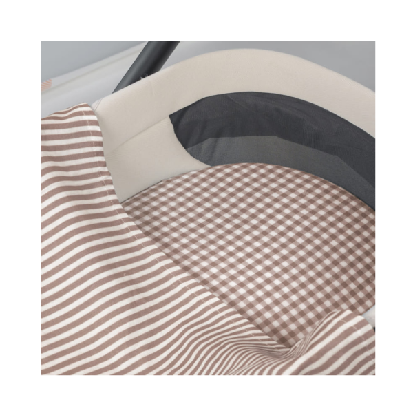 Funda Colchón Cuco Vichy + Muselina Praliné Rayas Moka