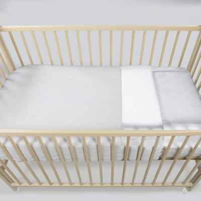 Edredón + Sábana Bajera + Almohada Cuna 120x60 Cm Little Bloom Vichy Gris Tog 2,5