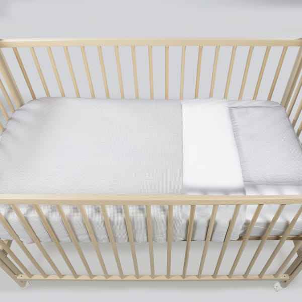 Edredón + Sábana Bajera + Almohada Cuna 120x60 Cm Little Bloom Vichy Gris Tog 2,5