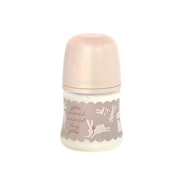 Biberon Wonder SX Pro Silicona Flujo Lento 150ml +0m Conejitos Beige
