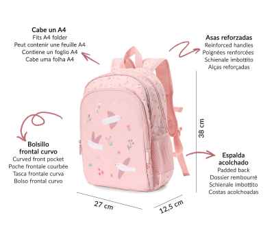 Mochila Mediana Blossom Birds + Llavero