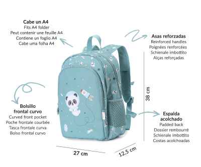 Mochila Mediana Pandas in Space + Llavero