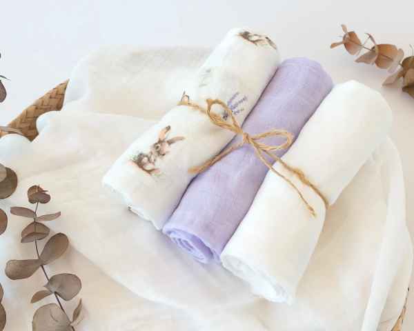 Set 3 Muselinas Conejos Lavanda