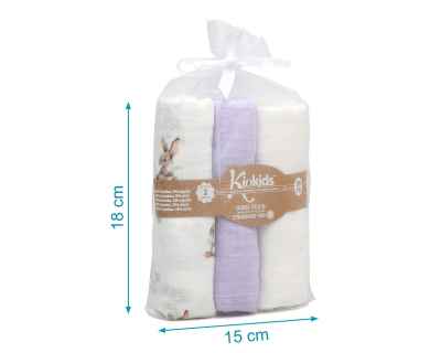 Set 3 Muselinas Conejos Lavanda