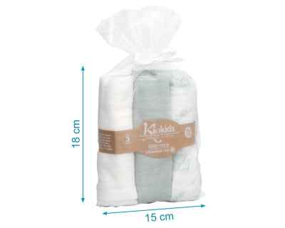 Set de 3 muselinas verde, blanco y estampado selva 70x70cm