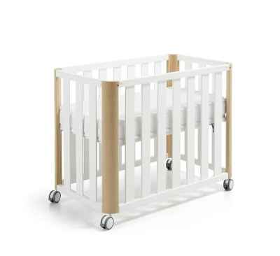 Minicuna DOCO Sleeping 90x50 Blanco/Madera + Colchón Air-Foam