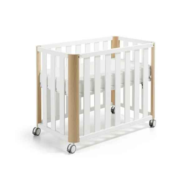 Minicuna DOCO Sleeping 90x50 Blanco/Madera + Colchón Air-Foam