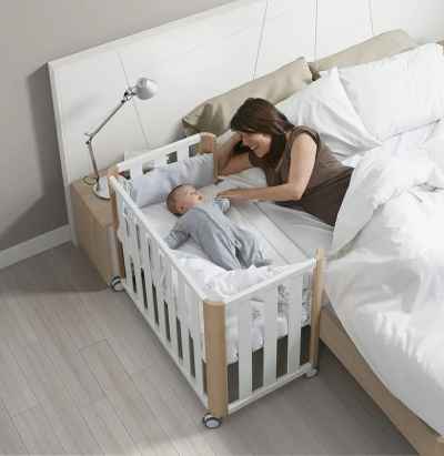 Minicuna DOCO Sleeping 90x50 Blanco/Madera + Colchón Air-Foam
