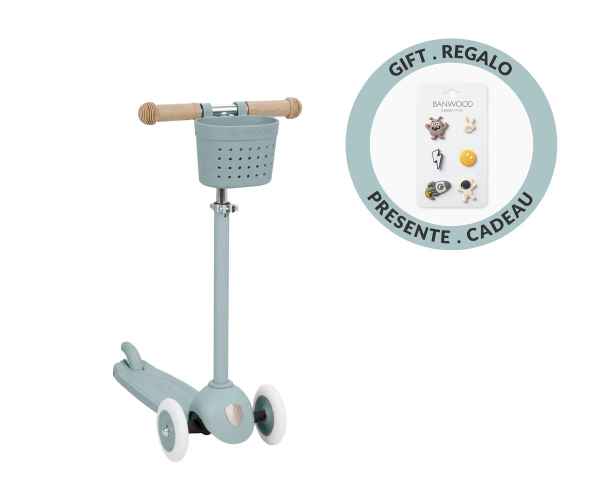 Patinete Banwood Eco Scooter + Cesta Pin & Ride Teal + Pines Espacio