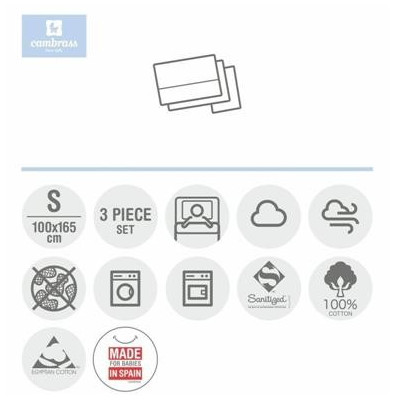 Sabana Cuna 3 Pcs (Cuna 60) 100x165x1 Cm Sky Gris