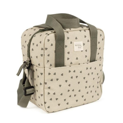 Bolsa Térmica Biberones Bebés Corazones Poppy Musgo