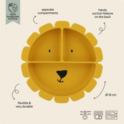 Plato Compartimentado de Silicona con Ventosa - Mrs Lion
