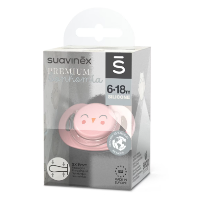 Chupete Suavinex Bonhomia Silicona 6-18M Buho Rosa