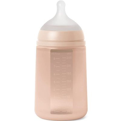 Biberón Con Botella De Silicona Tetina SX Pro +3 Anti-Colic Nude