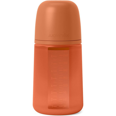 Biberon Con Botella De Silicona Tetina SX Pro +3 Anti-Colic Naranja